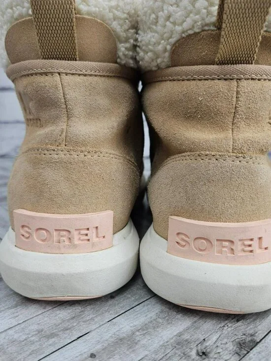 Sorel Womens 9 NL4451-262 Cozy Suede Winter Boots Sherpa Lined Booties Beige - Picture 14 of 15